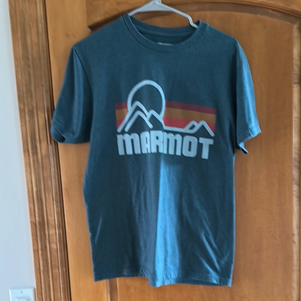 Marmot Men’s Blue Teal Mountain Graphic Tee Medium